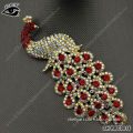 Peacock Shaped Rhinestone Brooches Peafowl Design red crystal pin brooch for clothing